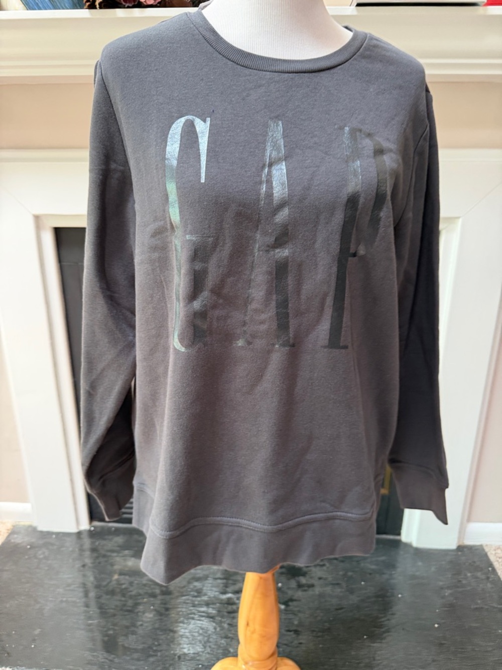 GAP Charcoal Gray Crewneck Sweatshirt with Glossy Logo